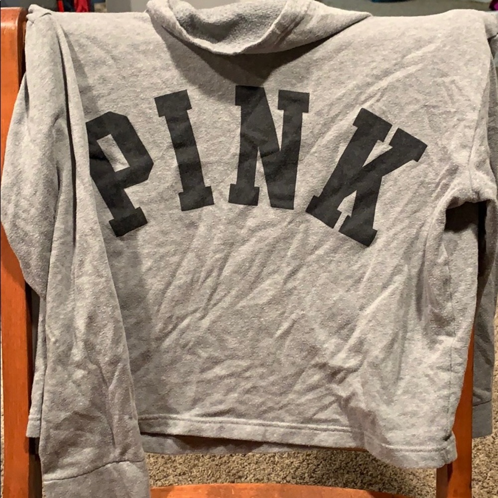 PINK grey cropped sweatshirt